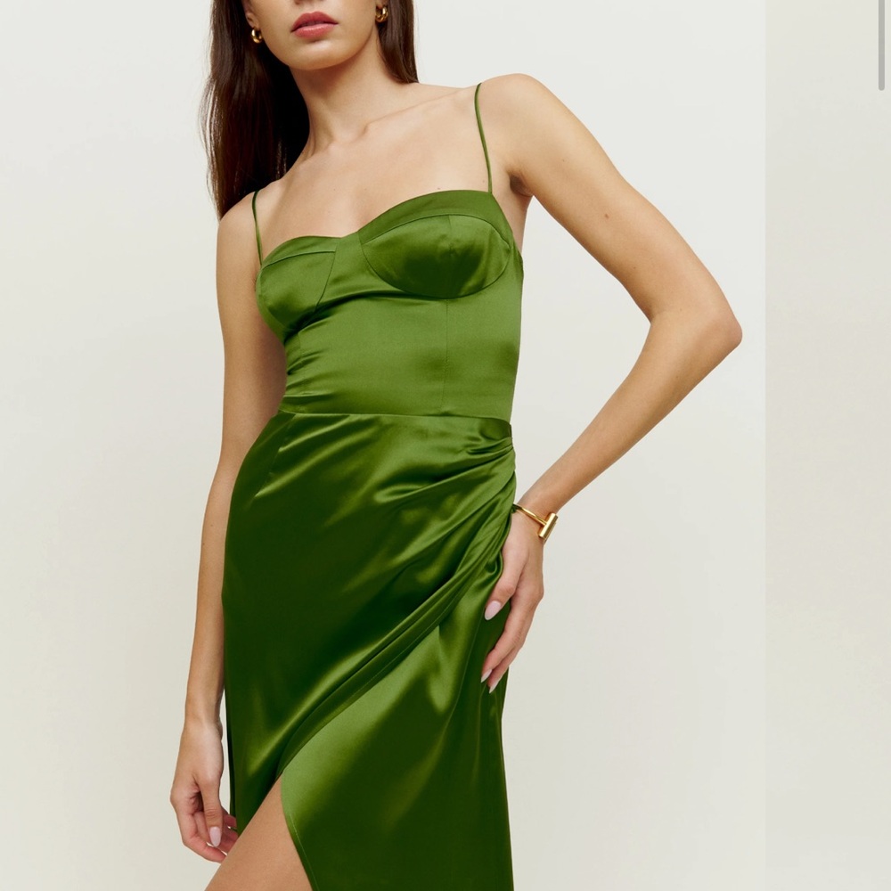 Elegant Green Satin Dress